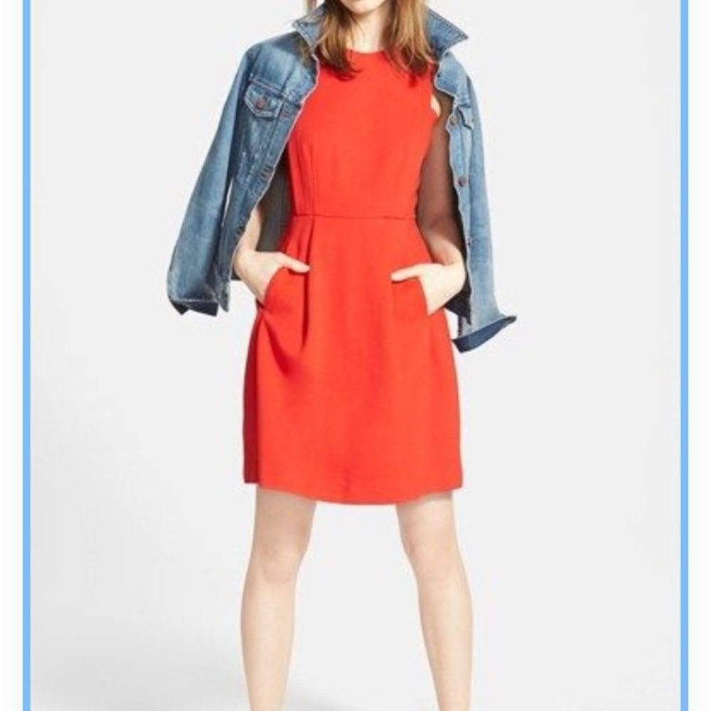 Madewell Abroad Red Fit & Flare Dress Size 6